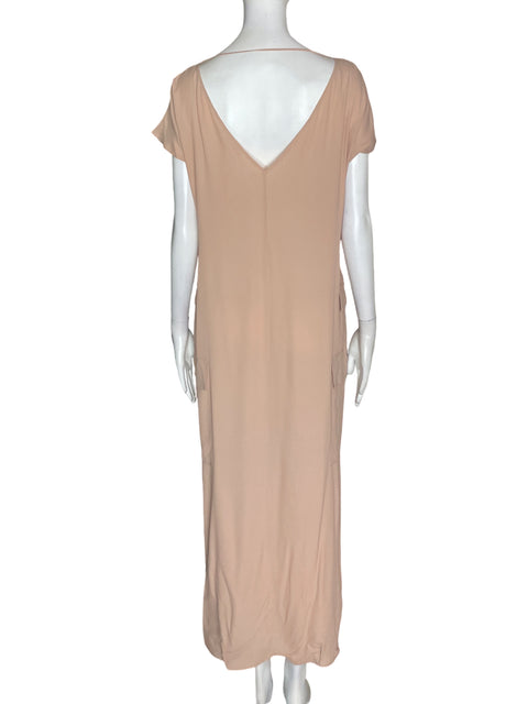 Vestido Carla G Manga corta Cuello v Beige - Talla S