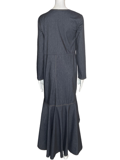 Vestido Manuela Giraldo Asimétrico Manga larga Azul - Talla S