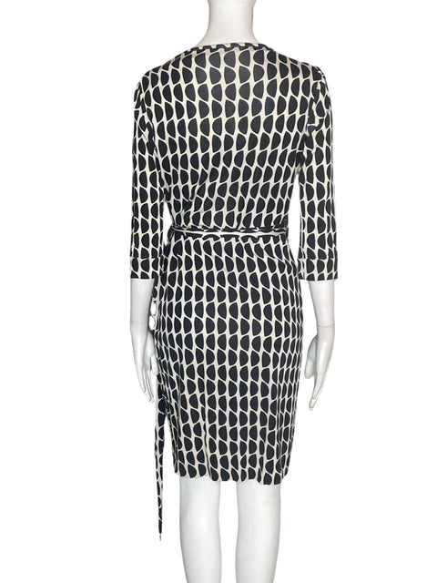 Vestido Diane Von Furstenberg Cuello v Cuadros Negro - Talla 4