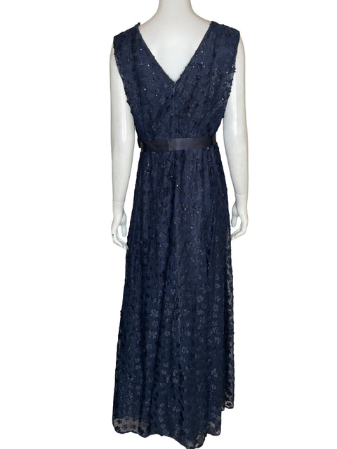 Vestido De Fiesta Tahari Maxi Floral Azul - Talla 14