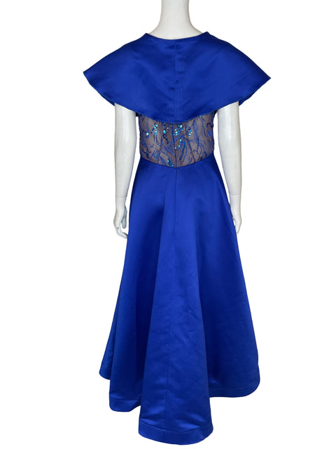 Vestido De Fiesta Tesoro Tps Bordado Lentejuelas Azul - Talla S