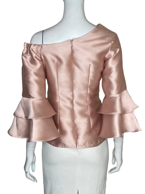 Blusa Sergio Cano One-shoulder Satinado Rosado - Talla L