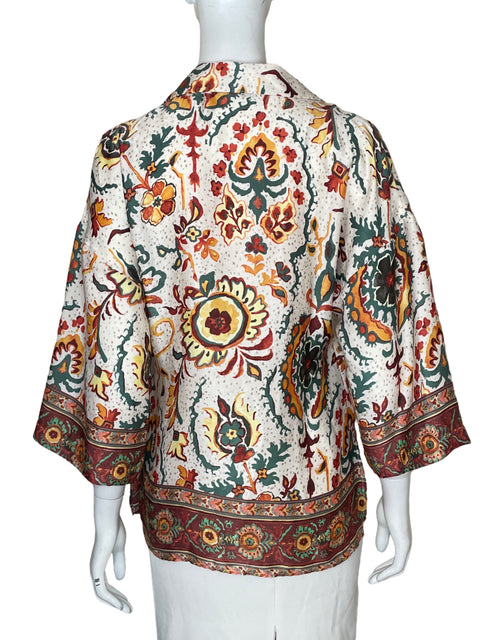 Blusa Zara Cuello v Estampado Naranja - Talla M