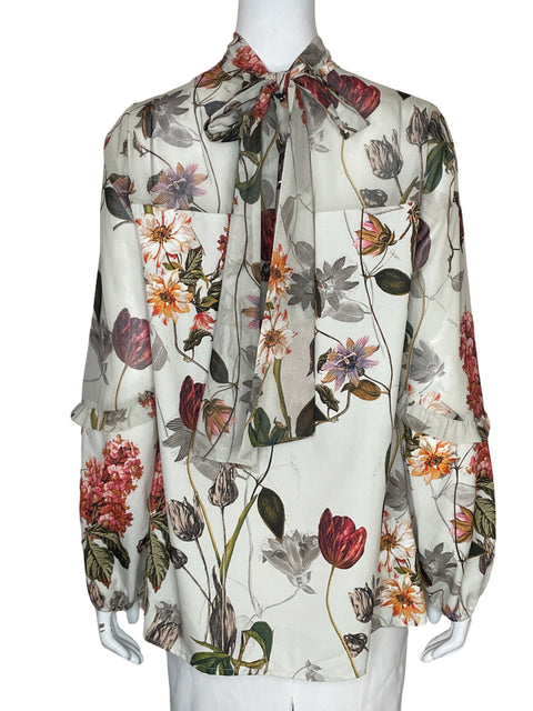 Blusa Alberto Makali Cuello alto Estampado Verde - Talla M