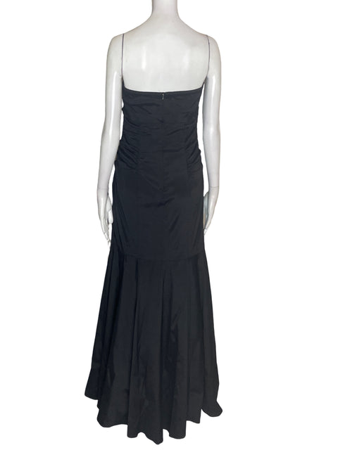 Vestido De Fiesta Xcape Strapless Maxi Negro - Talla 10