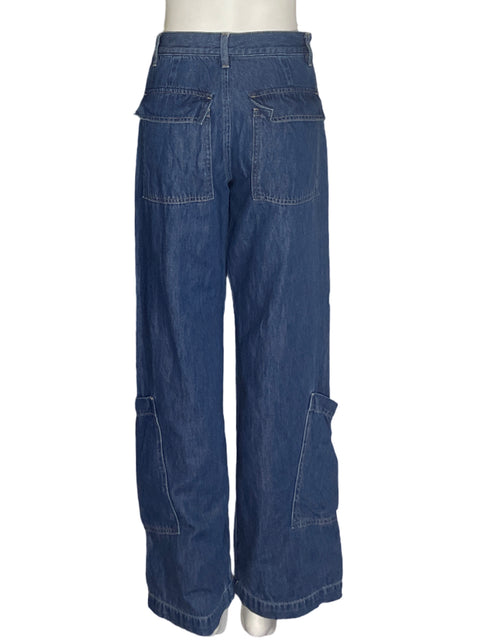 Pantalón Pistola Cargo Recto Azul - Talla 25