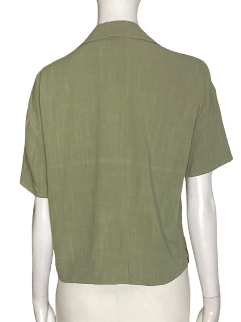 Camisa Stradivarius Manga corta Botones Verde - Talla S