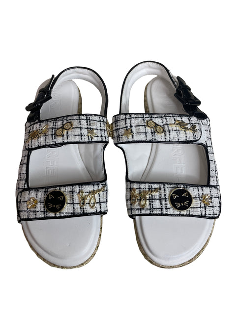 Sandalia Karl Lagerfeld Destalonado Broches Blanco - Talla 8