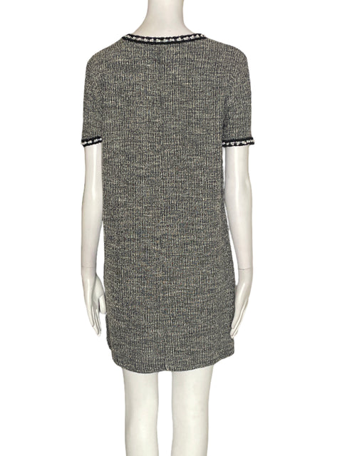 Vestido Zara Manga corta Texturizado Gris - Talla M