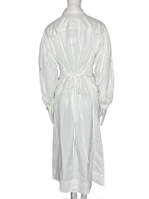 Vestido Polo Ralph Lauren de Algodón Abullonado Plisado Blanco - Talla 2
