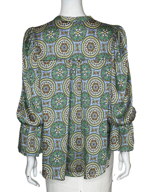 Blusa Zara Cuello mao Estampado Verde - Talla S