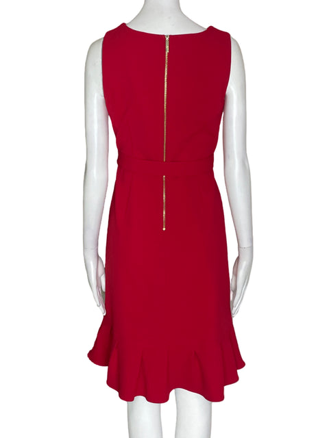 Vestido Calvin Klein Midi Ruchas Rojo - Talla 4