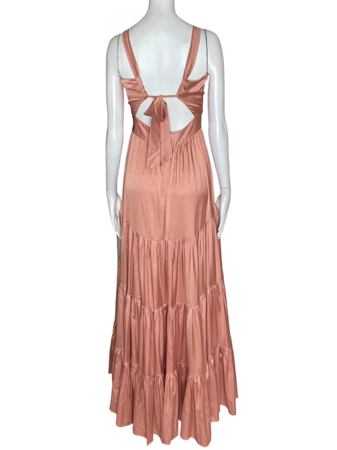 Vestido Vtch Maxi Satinado Beige - Talla S