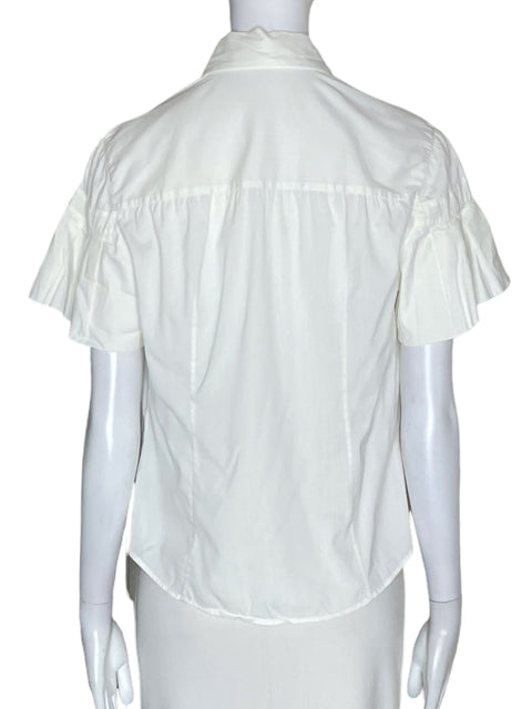 Blusa Prada Plisado Manga corta Blanco - Talla 42