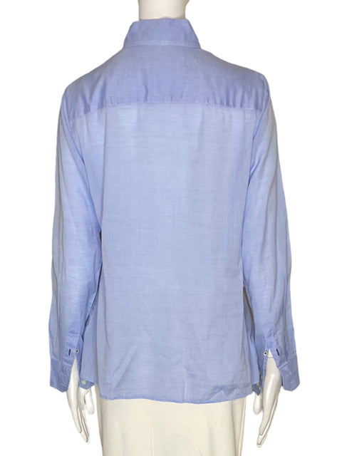 Camisa Massimo Dutti de Algodón Liso Manga larga Azul - Talla S