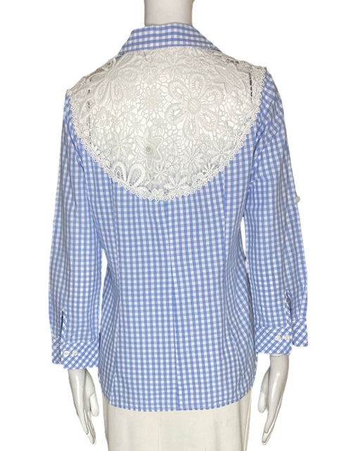 Camisa Filomena Fernandez de Algodón Rayas Tejido Azul - Talla S