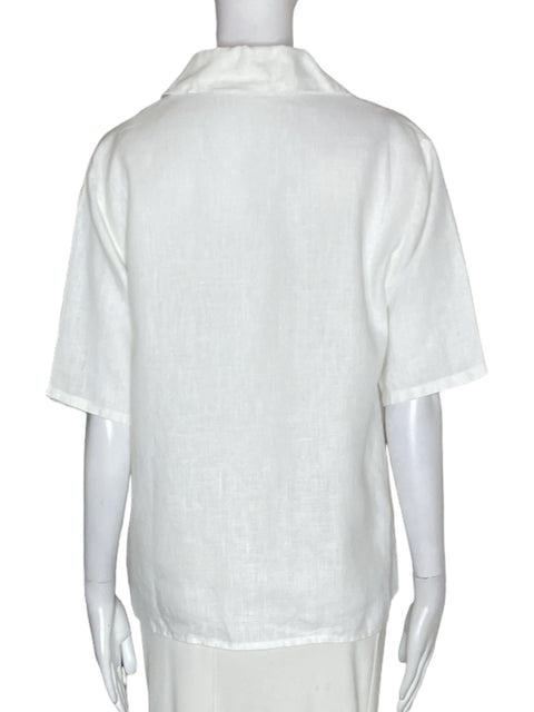 Blusa Tesoro Tps de Lino Liso Manga corta Blanco - Talla S