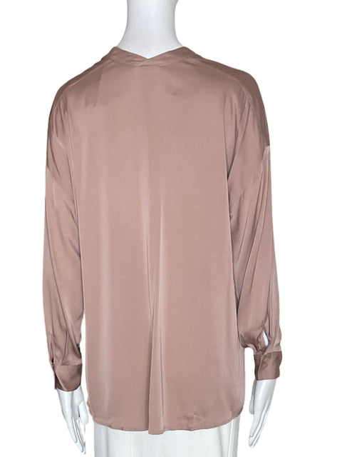 Blusa Vince de Seda Satinado Manga larga Marrón - Talla 6