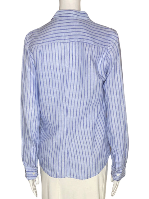 Camisa Frank&eileen de Lino Rayas Manga larga Azul - Talla S