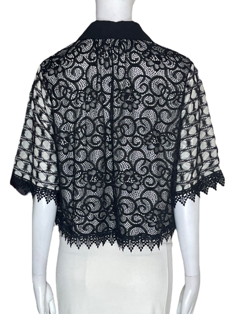Blusa Tesoro Tps de Algodón Tejido Troquelado Negro - Talla S