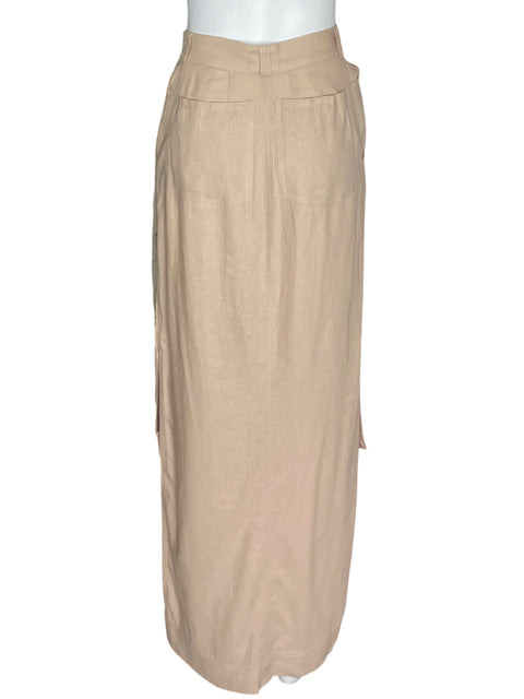 Falda Made In Colombia de Algodón Bolsillos Abertura Beige - Talla S