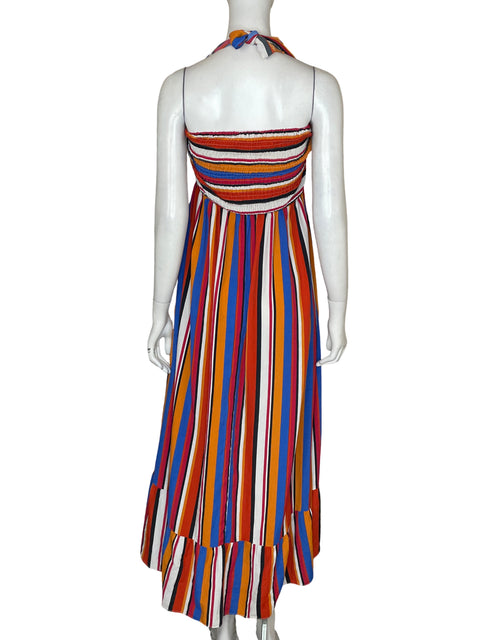 Vestido Via Vai Maxi Rayas Naranja - Talla M