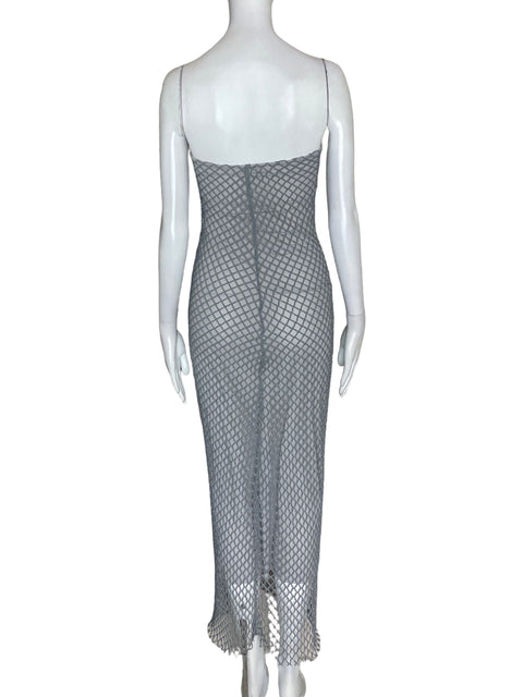 Vestido Zara Strapless Malla Gris - Talla S