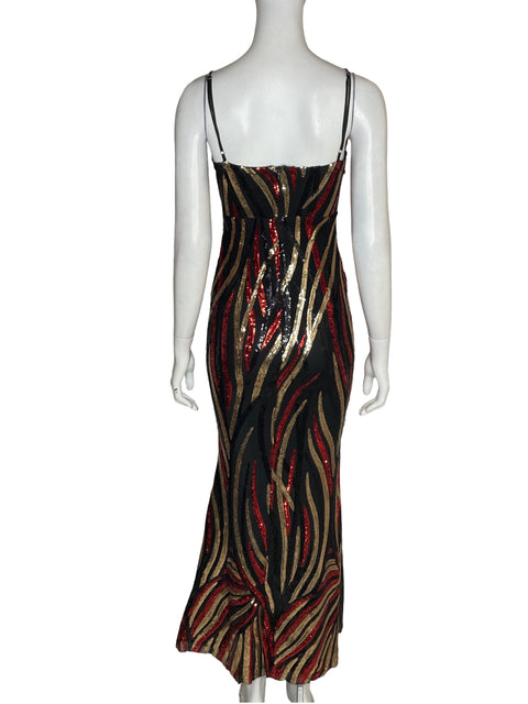 Vestido De Fiesta Kalinnu Cuello v Lentejuelas Rojo - Talla S
