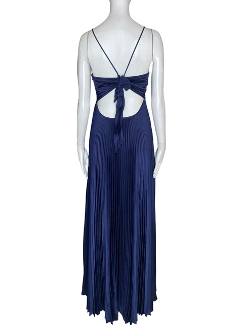 Vestido De Fiesta A.l.c Liso Plisado Azul - Talla 2