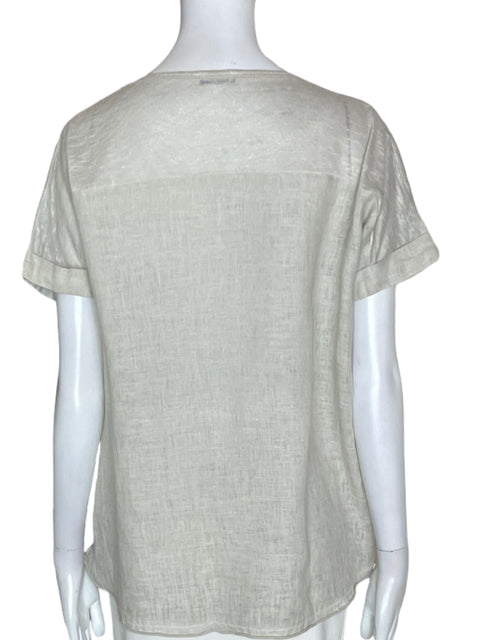 Blusa Made In Italy de Lino Manga corta Suelto Gris - Talla S