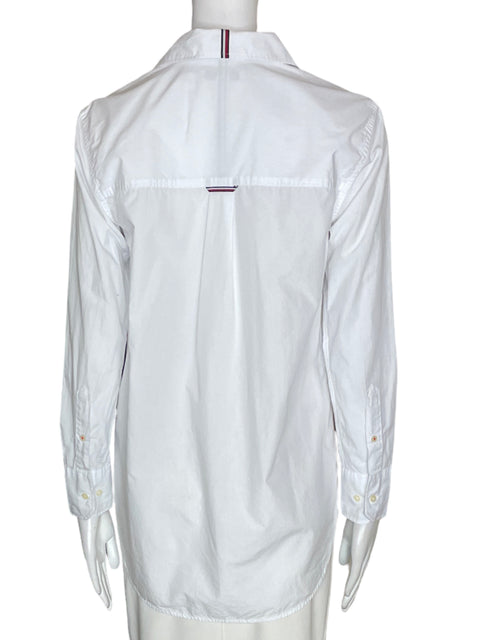 Camisa Tommy Hilfiger de Algodón Lisa Bolsillo Blanco - Talla 4