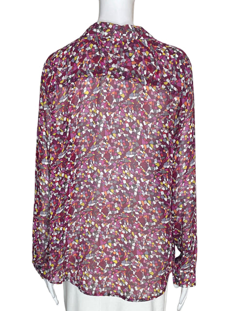Blusa Liz Claiborne Manga larga Botones Morado - Talla L