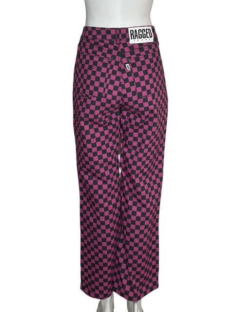 Jean Ragged Estampado Cuadros Morado - Talla 24