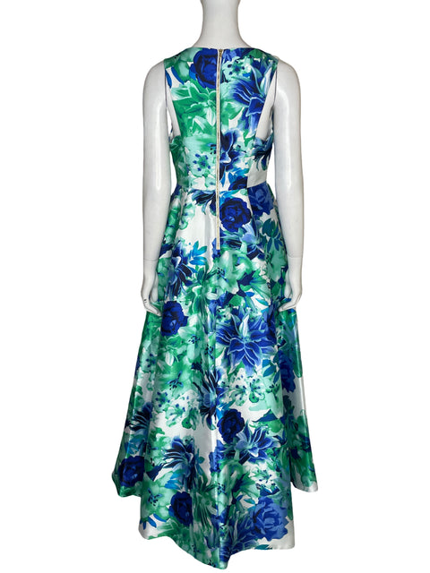 Vestido De Fiesta Calvin Klein Estampado Flecos Verde - Talla M