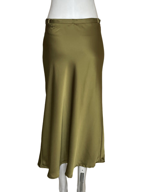 Falda Zara Satinado Verde - Talla XS