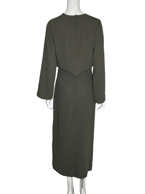 Vestido Zara Midi Drapeado Verde - Talla M