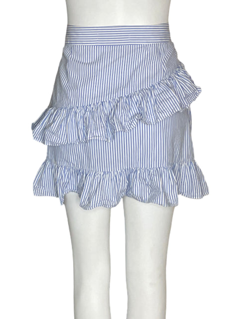 Falda Zara Apliques Ruchas Azul - Talla L
