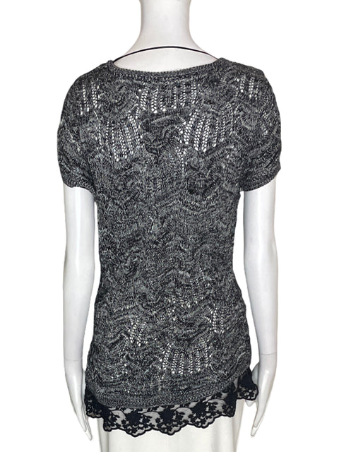 Blusa Internacional Concepts de Algodón Tejido Sin mangas Negro - Talla M