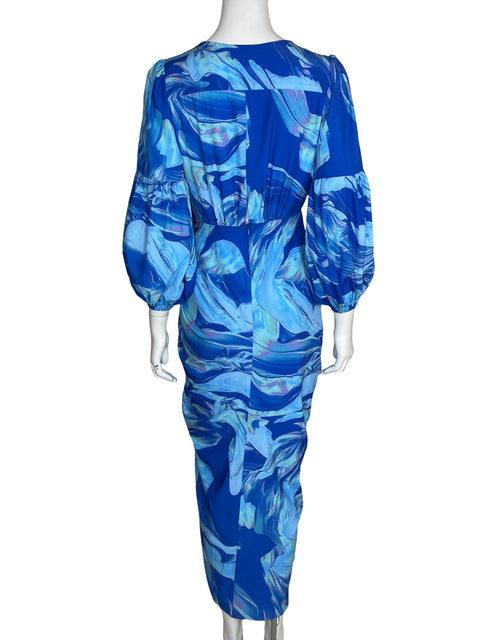Vestido Vtch Cuello v Mangas abullonadas Azul - Talla XS