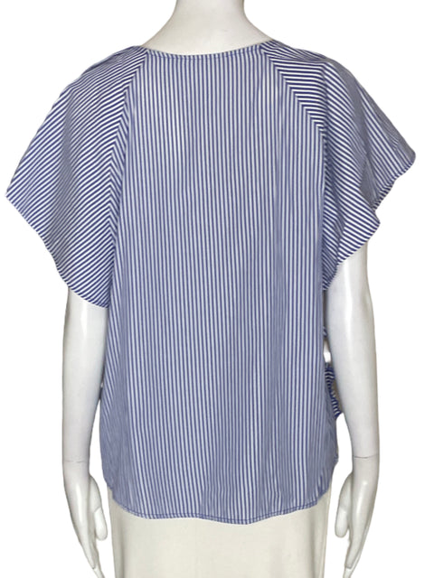 Blusa Zara de Algodón Rayas Ruchas Azul - Talla M