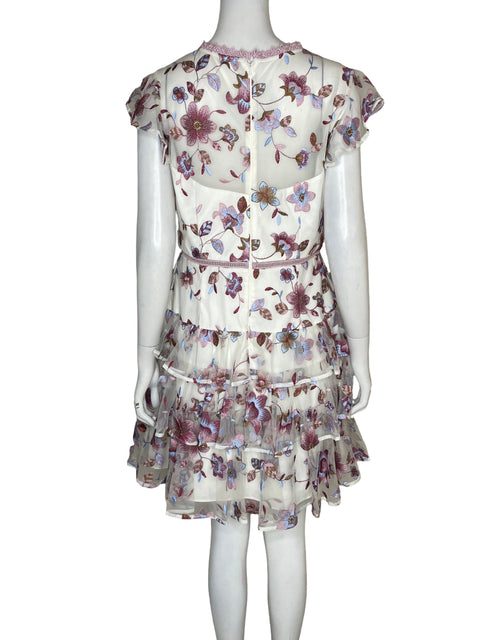 Vestido Ml Monique Lhuillier Bordado Floral Blanco - Talla 12