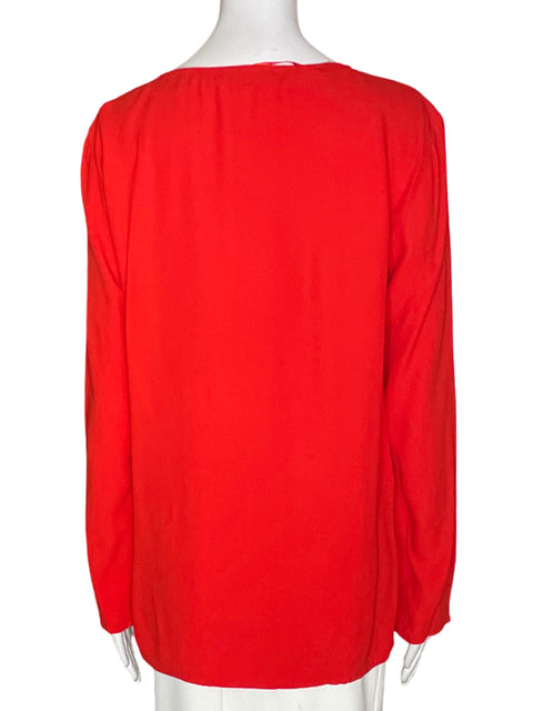 Blusa Zara Cuello redondo Manga larga Liso Naranja - Talla M