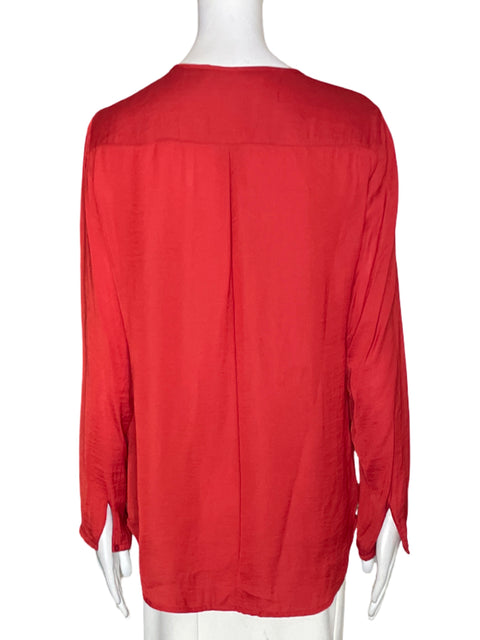 Blusa Zara Manga larga Cuello v Rojo - Talla M