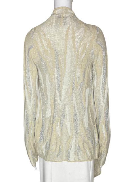 Cardigan Internacional Concepts de Algodón Brillo Manga larga Beige - Talla S