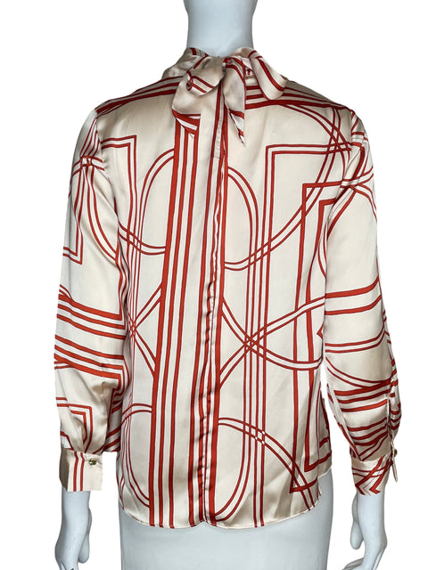 Blusa Satinado Estampado Naranja - Talla XS