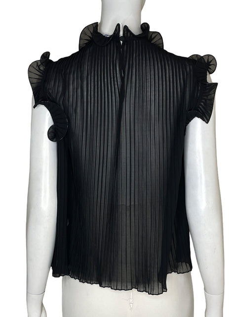 Blusa Zara Plisado Vuelos Negro - Talla XS