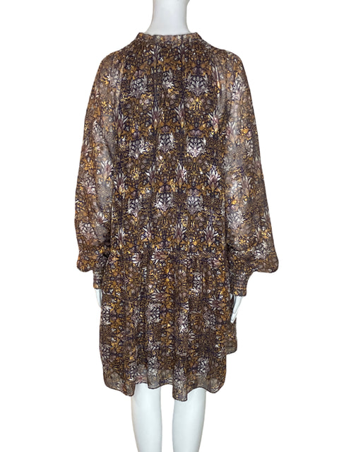 Vestido Current Air Estampado Manga larga Marrón - Talla L