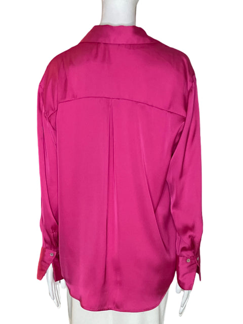 Camisa Zara Liso Satinado Rosado - Talla M