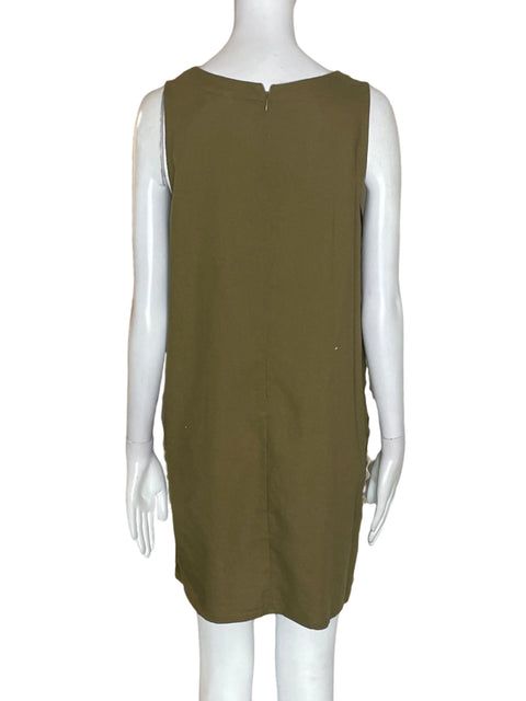 Vestido New In Liso Apliques Verde - Talla L