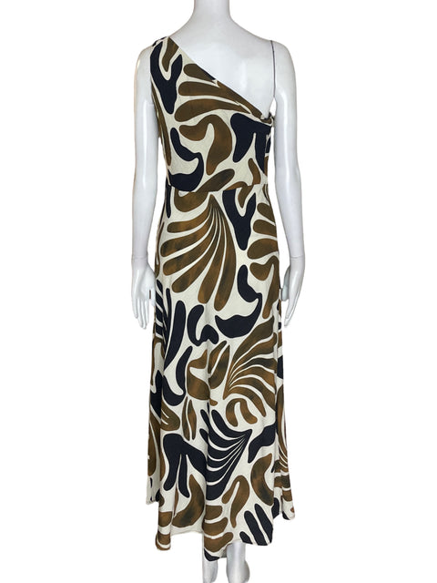 Vestido Mng Oneshoulders Estampado Marrón - Talla M